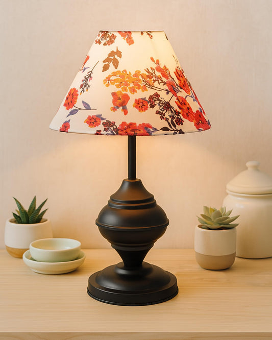 Table Lamp with Fabric Shade Black Metal 25x25x40cm