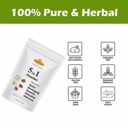 5-in-1 Herbal Hair Care Powder for Growth & Shine - 125g