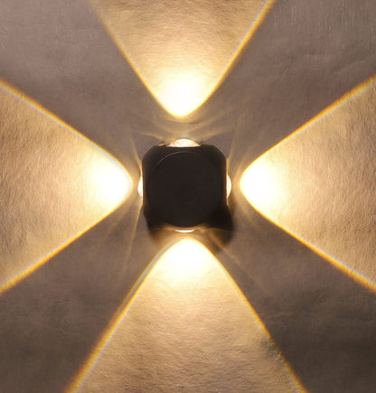 LED Wall Light 4 Way Splitter Warm White Aluminium IP-65 Rainproof 240V