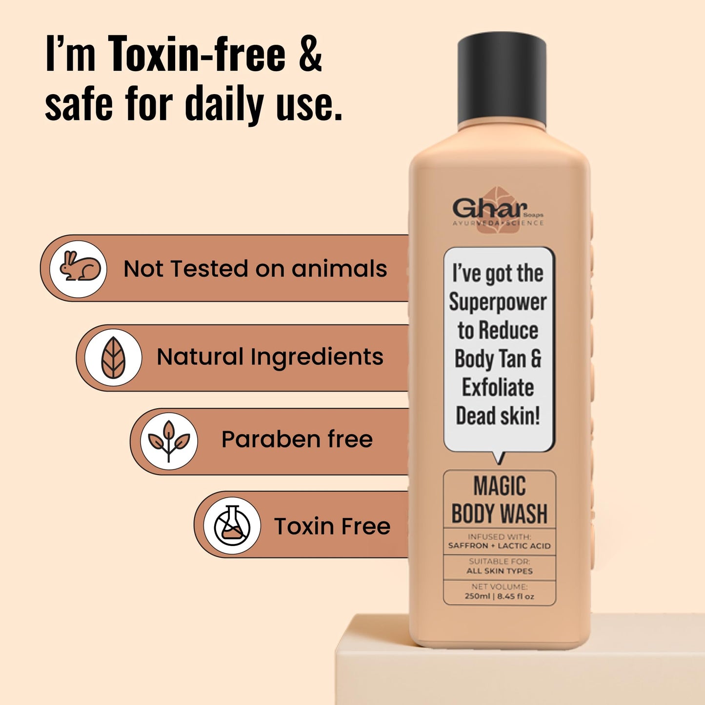 Exfoliating Body Wash with Saffron & Niacinamide - Tan Removal