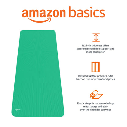 Extra Thick 13mm Yoga Mat with Carrying Strap - Green