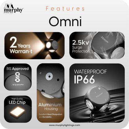 Murphy LED Wall Light - Modern Design, Aluminum, 6W, Warm White, IP65 Waterproof