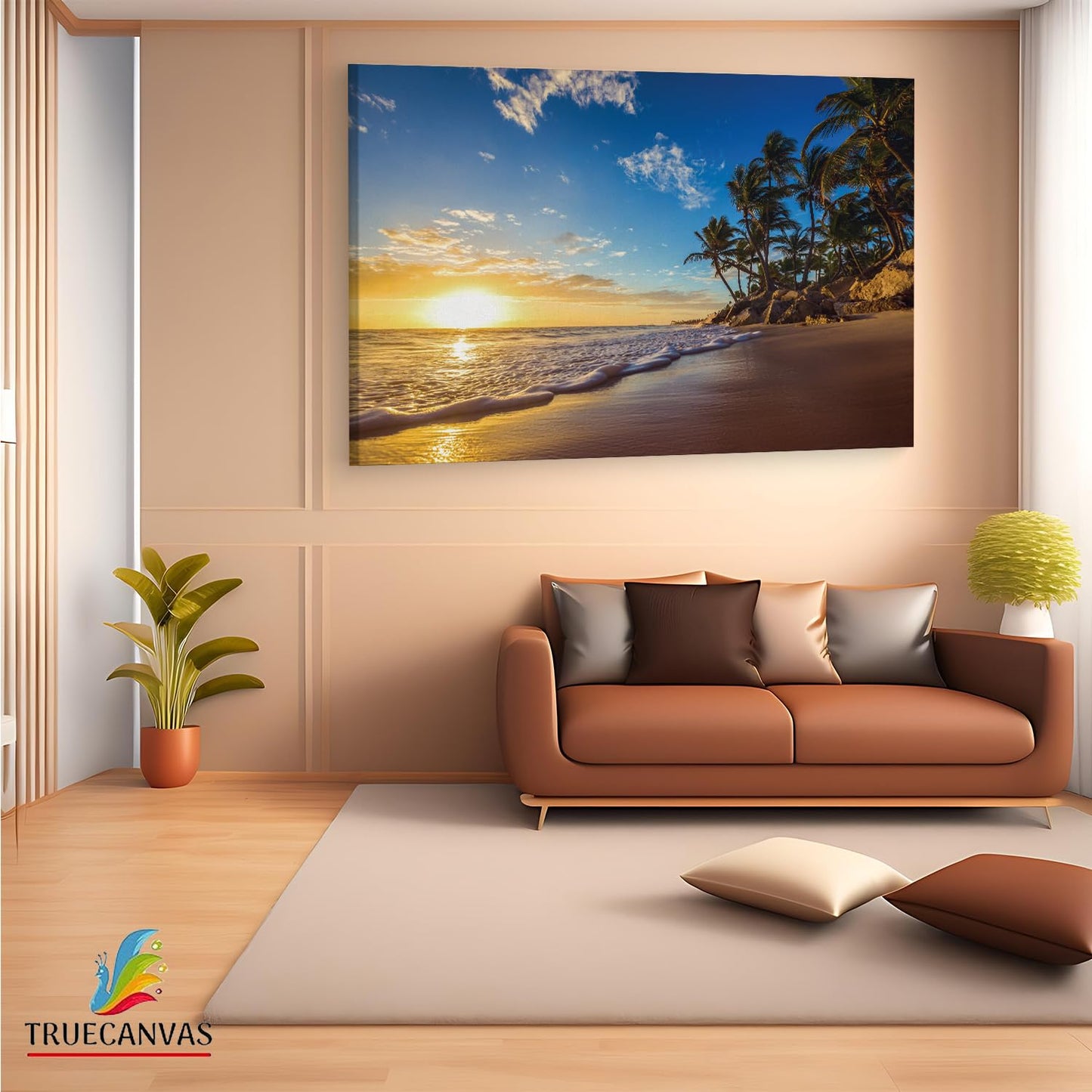 Canvas Painting with Wooden Frame - Landscape Of Paradise - 12 x 18 Inch