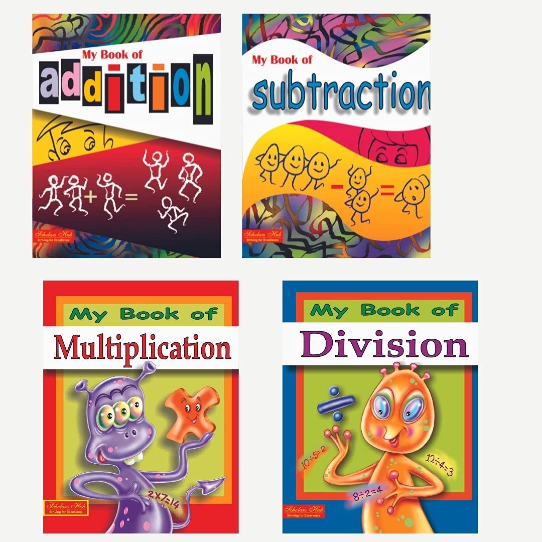 Scholars Hub Addition, Subtraction, Multiplication & Division Book For Kids Combo (Set Of 4 Books) | 192 Pages