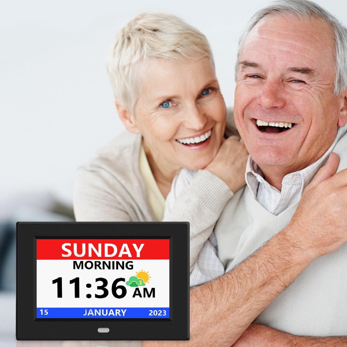 7 Inch Digital Alarm Clock with Day and Date Display for Seniors - Black