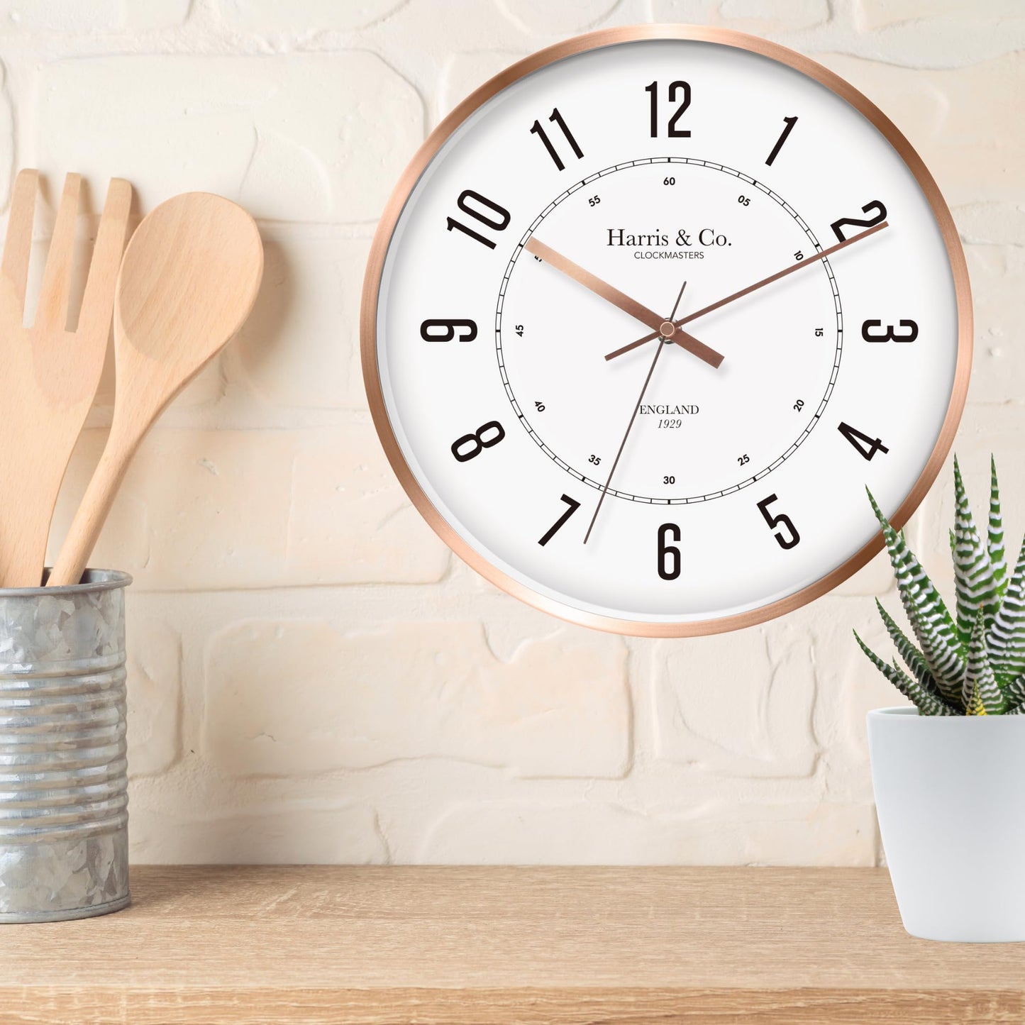 Wall Clock with Silent Sweep Technology, 12 Inch, Rose Gold Metal Frame