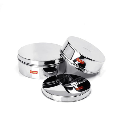 Sumeet Stainless Steel Flat Canisters/Storage Containers Set Of 2Pcs (1.2Ltr,1.5Ltr)