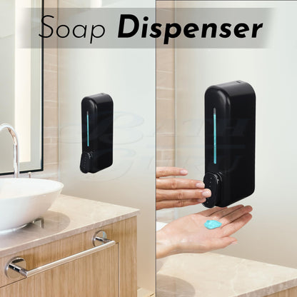 Wall Mounted Soap Dispenser Black ABS 350ml with Wall Mounted Plugs & Screw