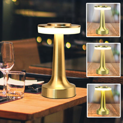 LED Table Lamp with Touch Sensor Gold Finish Rechargeable 3-Levels Brightness 30cm