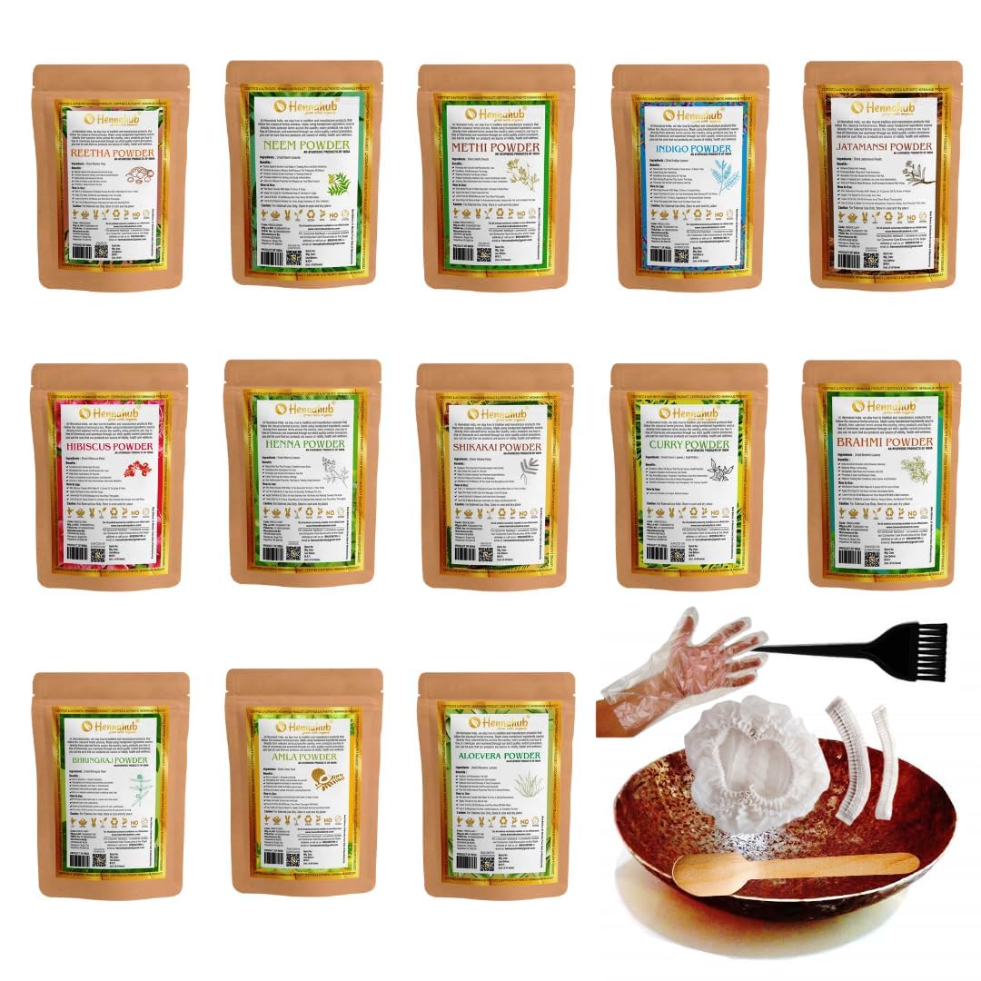 Herbal Hair Care Combo Pack - 13 Natural Powders