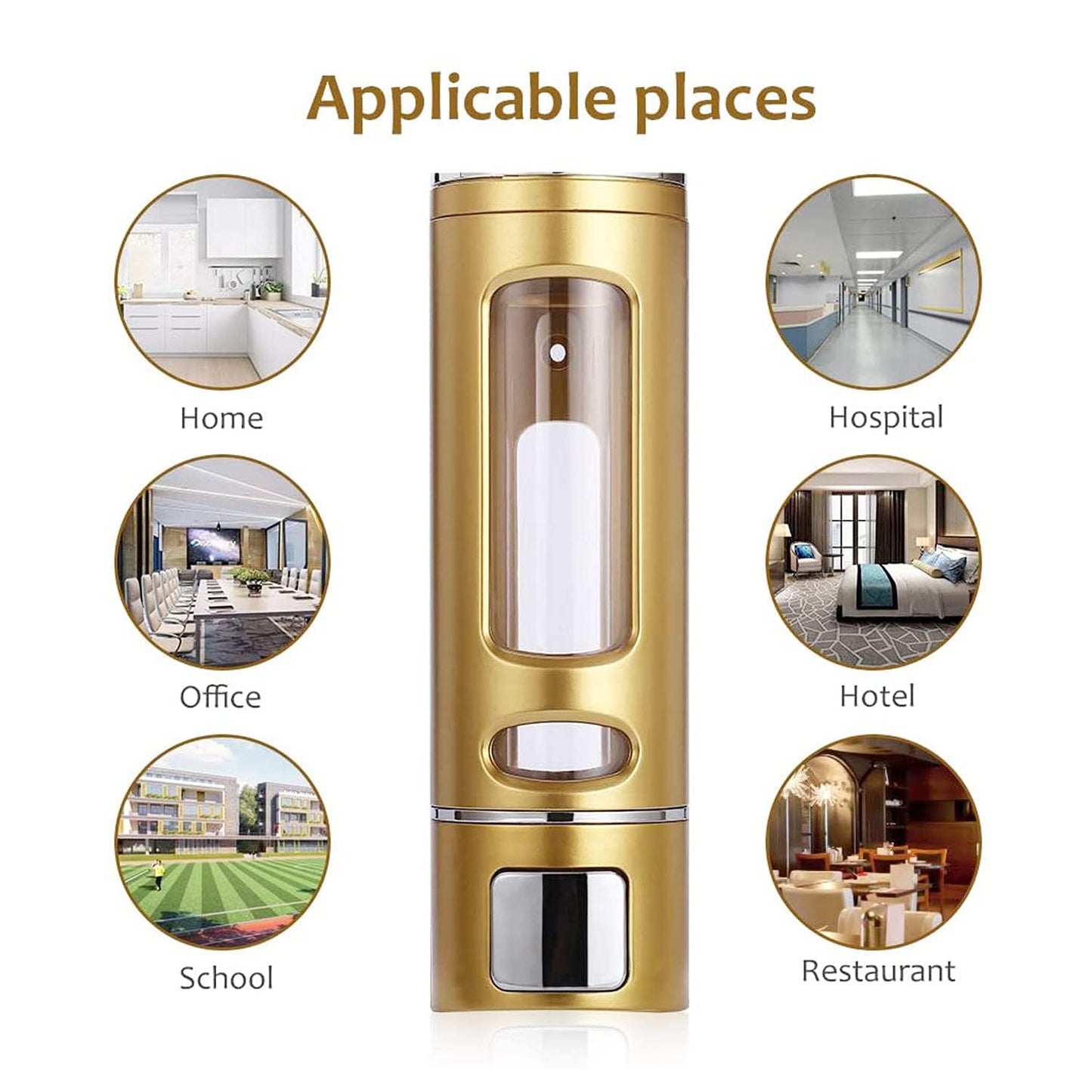 Wall Mounted Liquid Soap Dispenser - Modern Gold Finish - 400ml Capacity