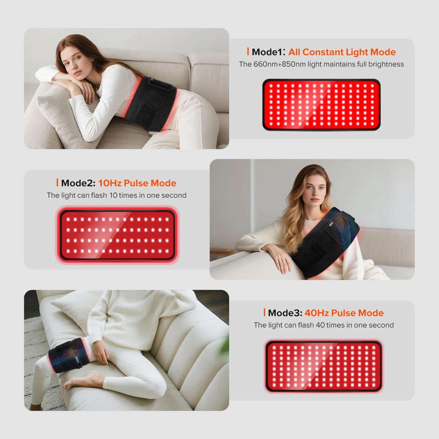 Red Light Therapy Belt with Timer, 660nm & 850nm, 120 LEDs, 19.6'' x 8.6'', Portable for Back and Body