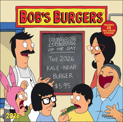 Bob's Burgers 2026 Wall Calendar (Includes Stickers) 