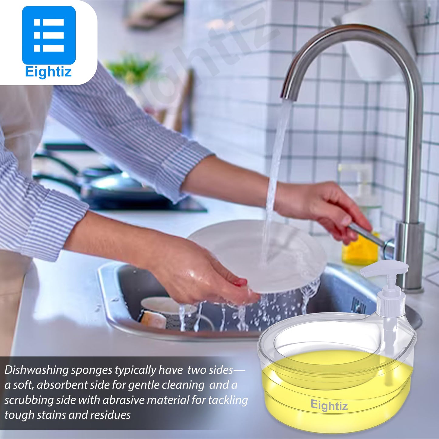 Double Layer Soap Dispenser with Sponge Holder - Multi Color