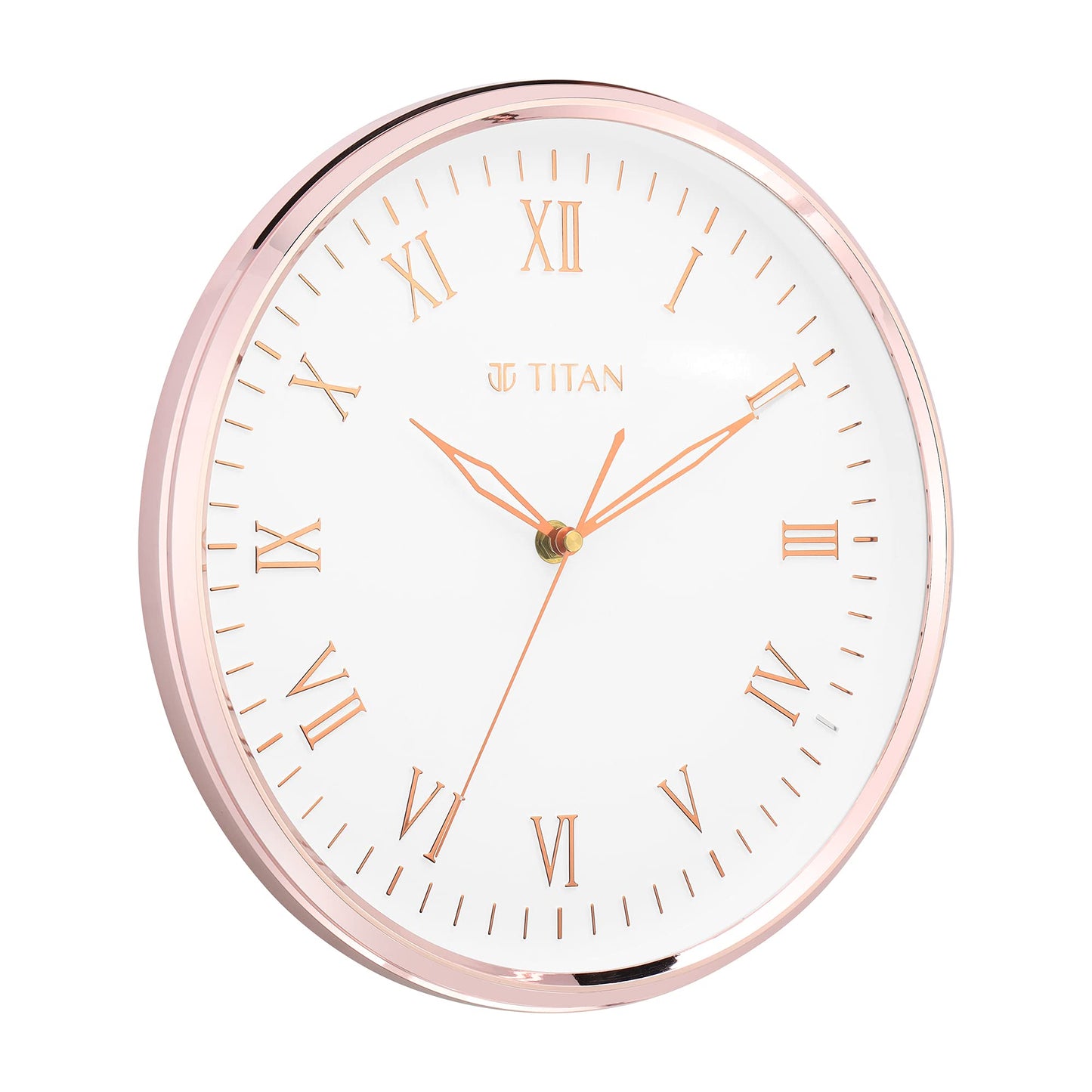 Titan Rose Gold Analog Wall Clock with Silent Sweep Technology, 30 x 30 cm