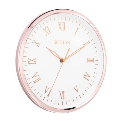 Titan Rose Gold Analog Wall Clock with Silent Sweep Technology, 30 x 30 cm