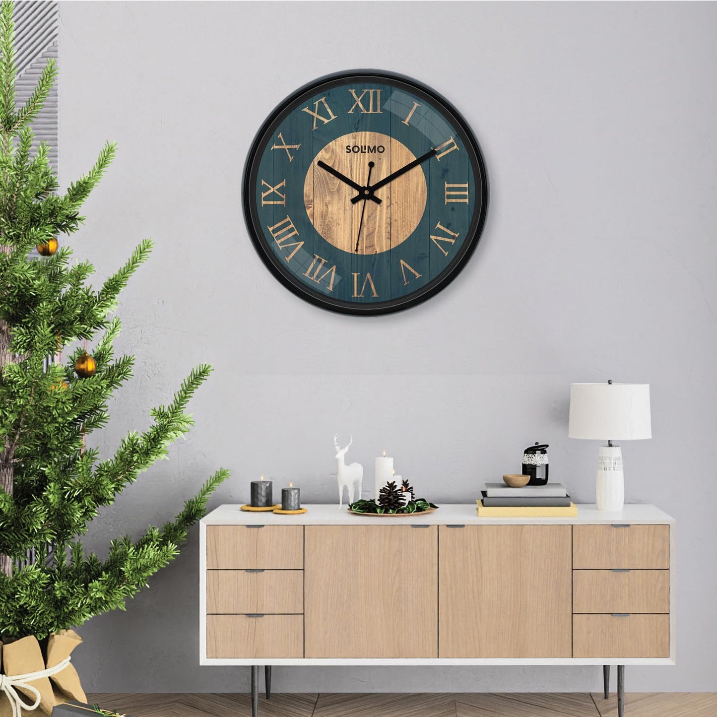 Wall Clock with Sweep Movement - 12 Inch Black Plastic Frame