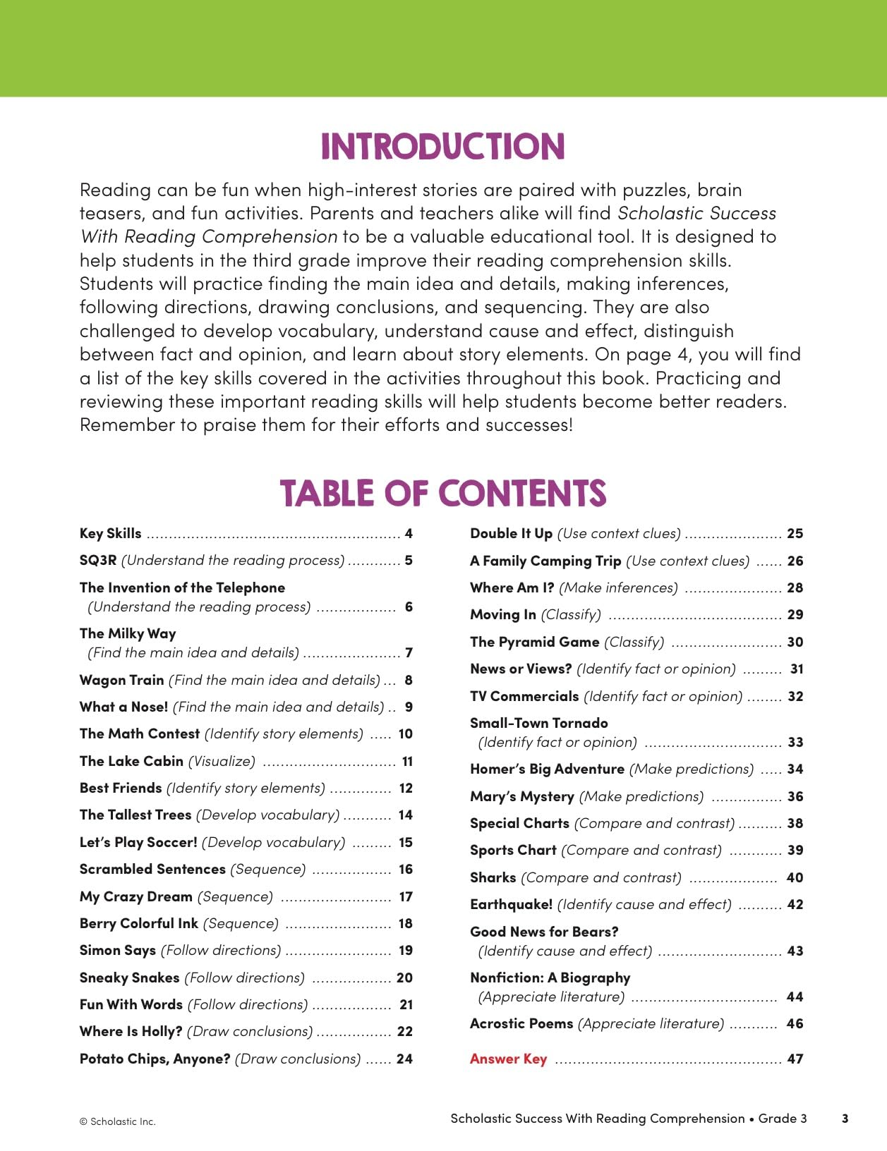 Scholastic Success with Reading Comprehension Grade 3 Workbook
