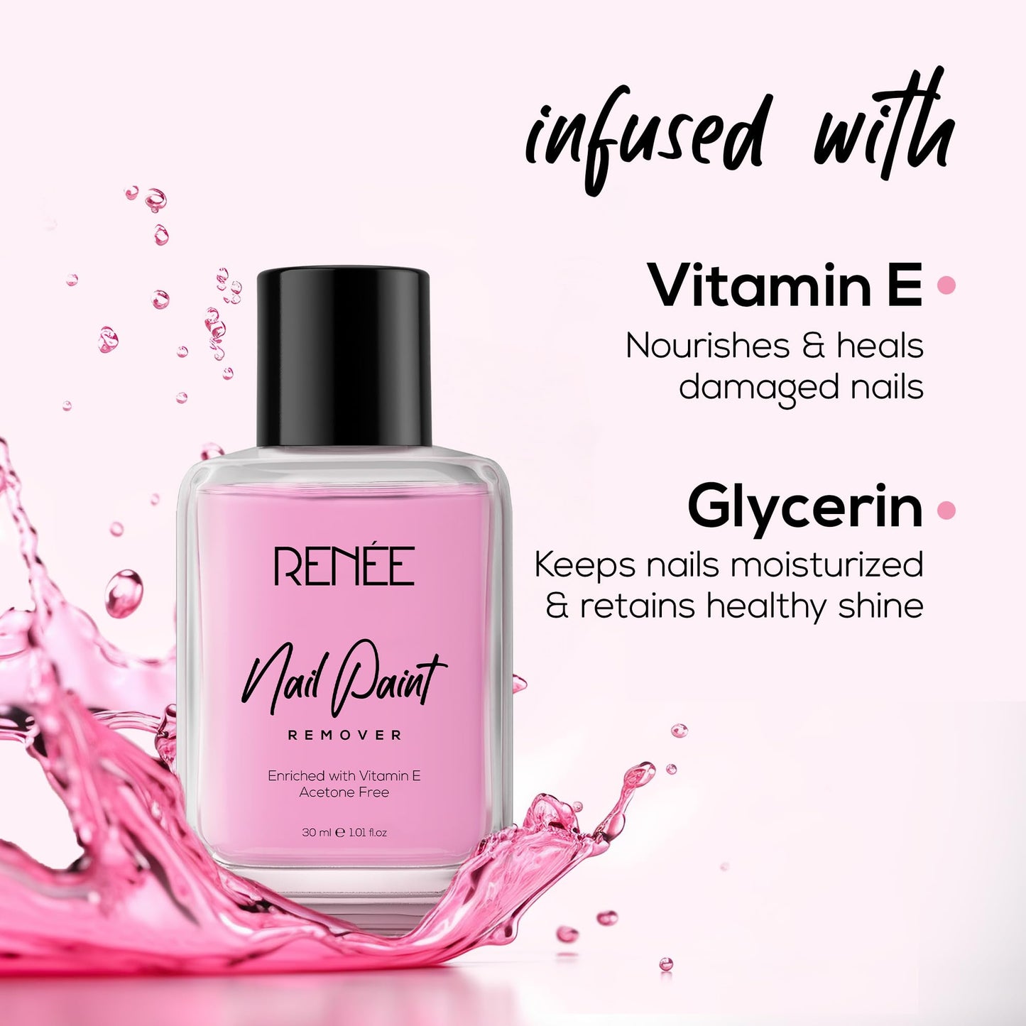 Nail Polish Remover 30ml - Acetone-Free, Vitamin E & Glycerin