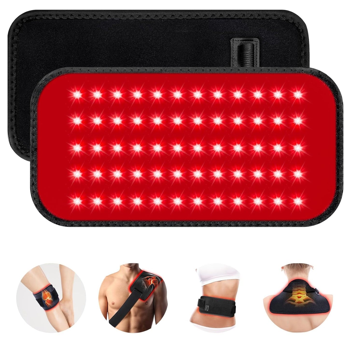 Red Light Therapy Belt with Timer, 60 LEDs, 660nm & 850nm for Back, 5.7x12.4 inches, Portable Design