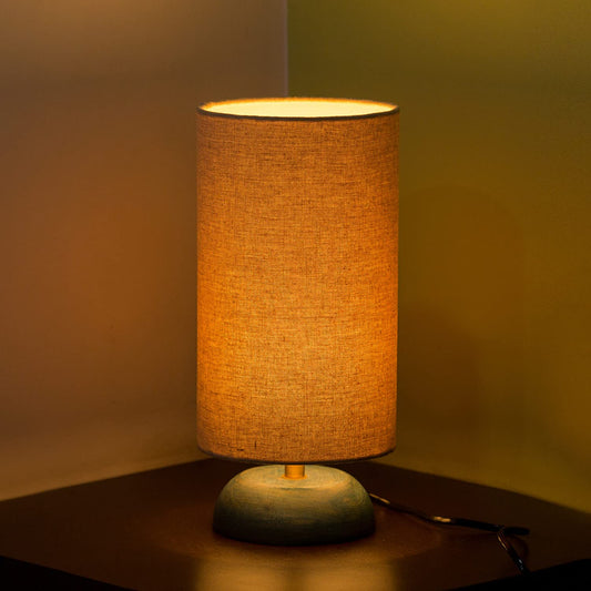 LED Table Lamp Handcrafted in Mango Wood with Antique Finish - 13 Inch - Turquoise