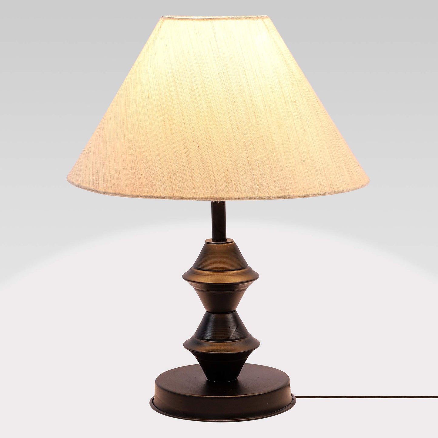 Table Lamp with Cotton Shade and Metal-Iron Base - 13 Inch - Off White