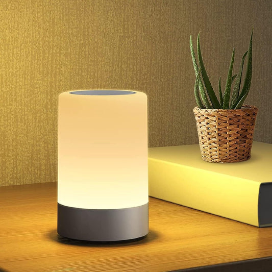 LED Touch Control Table Lamp - White - USB Rechargeable - Adjustable Brightness - Modern Design