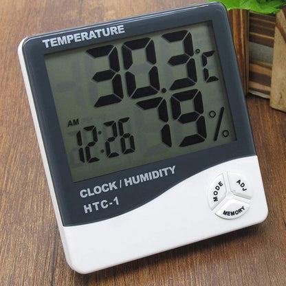 Digital Wall Clock with Temperature and Humidity Sensor - Silver