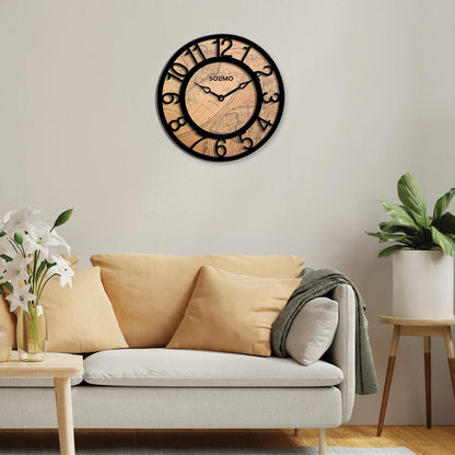 8-Inch Black Plastic Analog Wall Clock with Quartz Movement