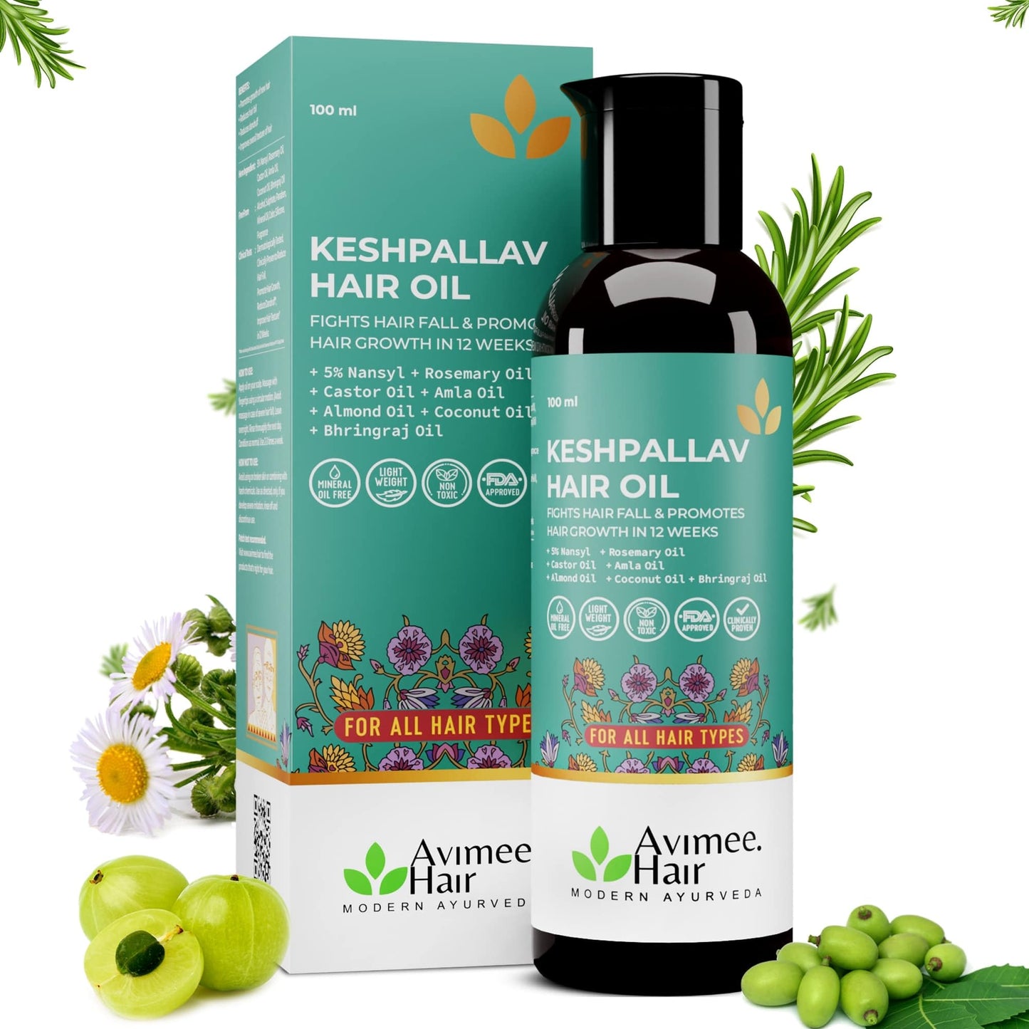 Herbal Hair Oil for Men & Women, 100ml - Promotes Growth & Reduces Fall