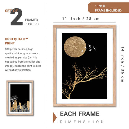 Wall Painting Abstract Art Set of 4 Framed 12 x 12 inch Engineered Wood for Living Room Bedroom
