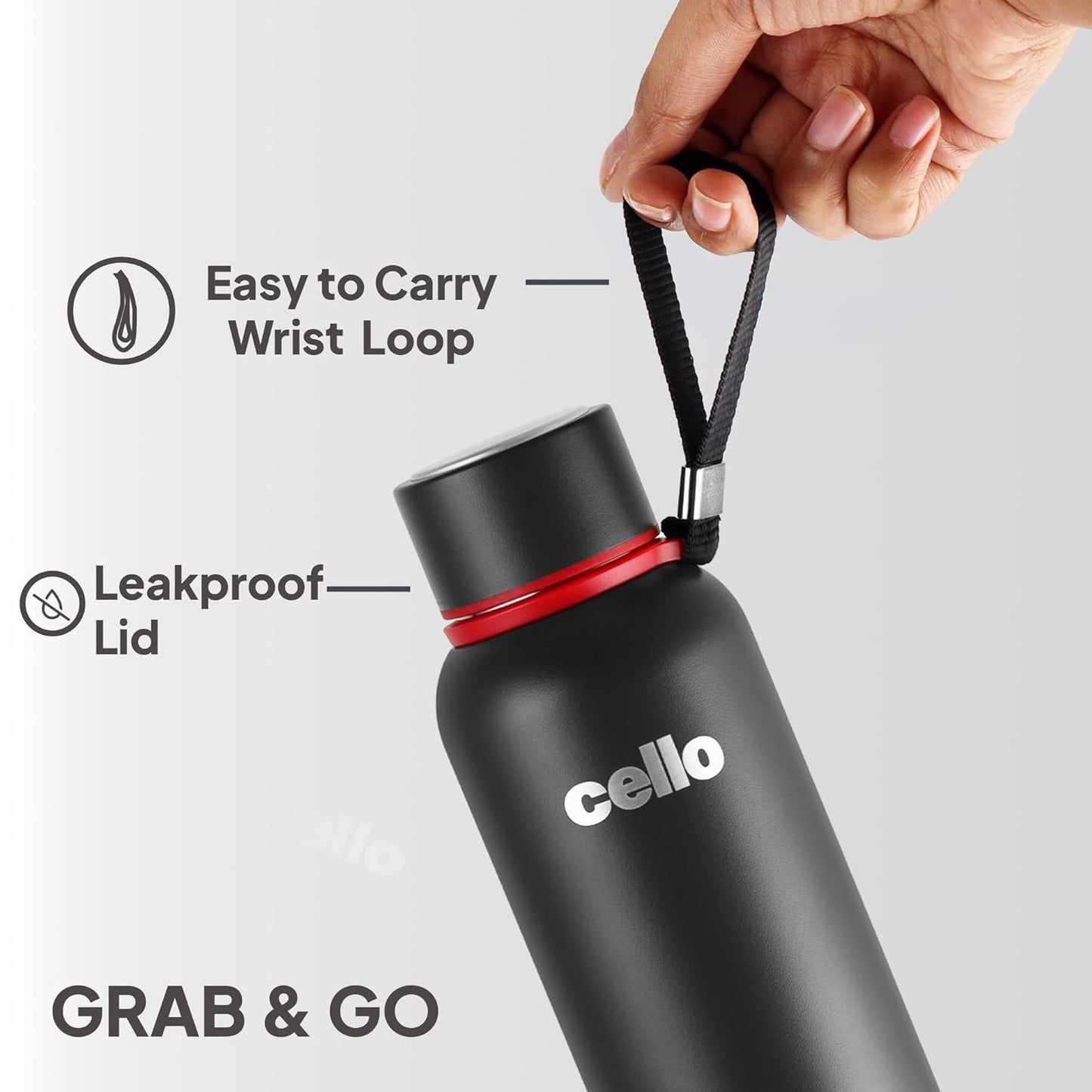 CELLO Duro Kent Insulated Stainless Steel Flask Water Bottle for Daily Use 750 ml, Black