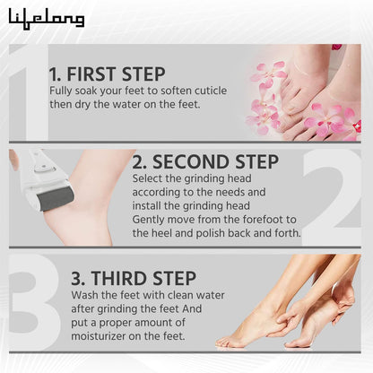 Callus Remover for Feet | 3 Rollers | Pedicure Machine, White