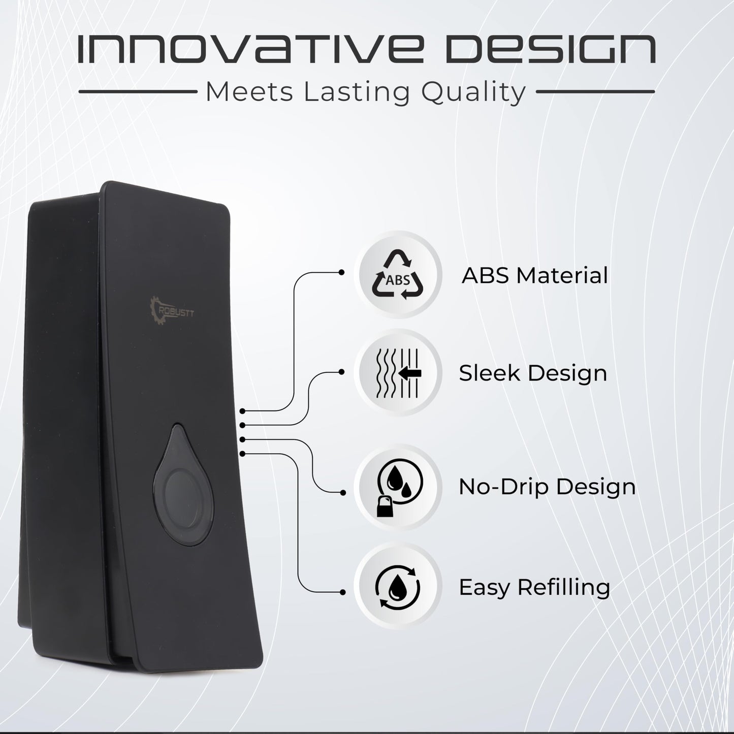 Manual Wall Mounted Soap Dispenser - Black - 200 ml - Durable ABS Material - Easy Installation
