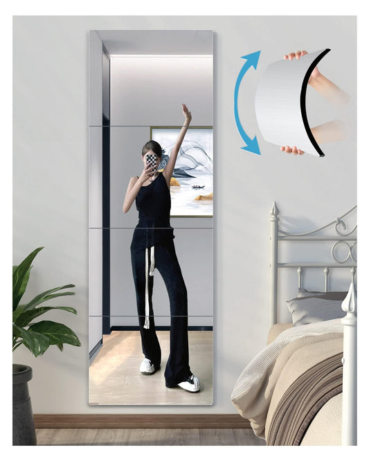 Rectangular Shatterproof Wall Mirror - Plexiglass, Transparent, 1/8 inch Thick, 1" x 1" x 4 Pcs