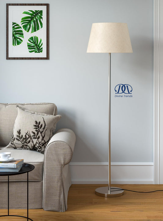 Floor Lamp Modern Minimalistic Stainless Steel Silver 5ft Height 16 inch Diameter