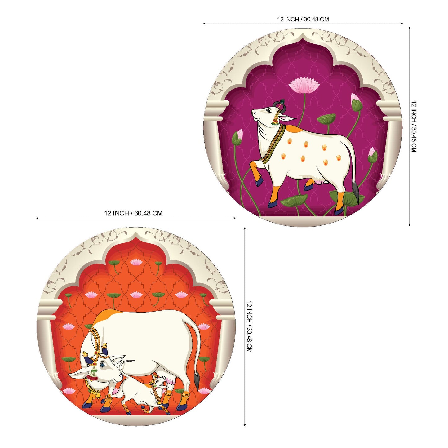 Wall Painting Pichwai Cow Art MDF 12x12 Inch for Living Room