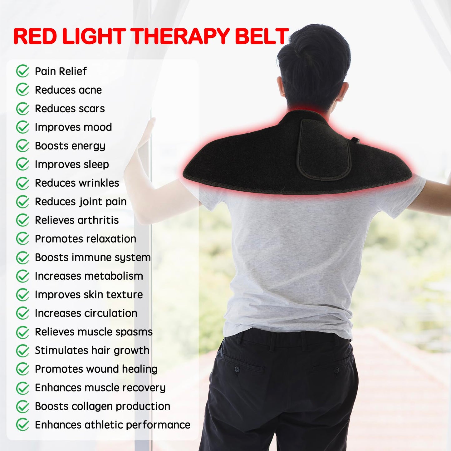 Red Light Therapy Wrap with Timer 660nm & 850nm for Body - Flexible & Hands-Free