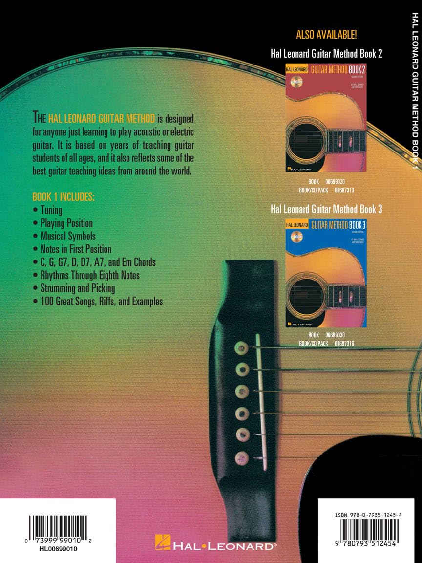 Hal Leonard Guitar Method Book 1: Book Only | Beginner Acoustic and Electric Guitar Instruction | Step-by-Step Guitar Lesson Book with Chords and Exercises | Essential for Self-Teaching and Classes