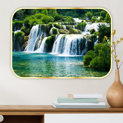 Canvas Painting Multicolor Waterfall Nature 35 cm x 50 cm UV Coated Framed Artwork