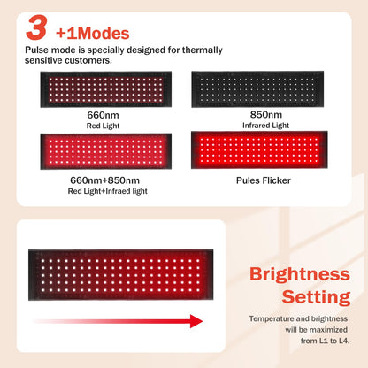 Red Light Therapy Belt Wrap with Timer & Remote Control, 660nm & 850nm, 105 LEDs, 7" x 50" Treatment Area