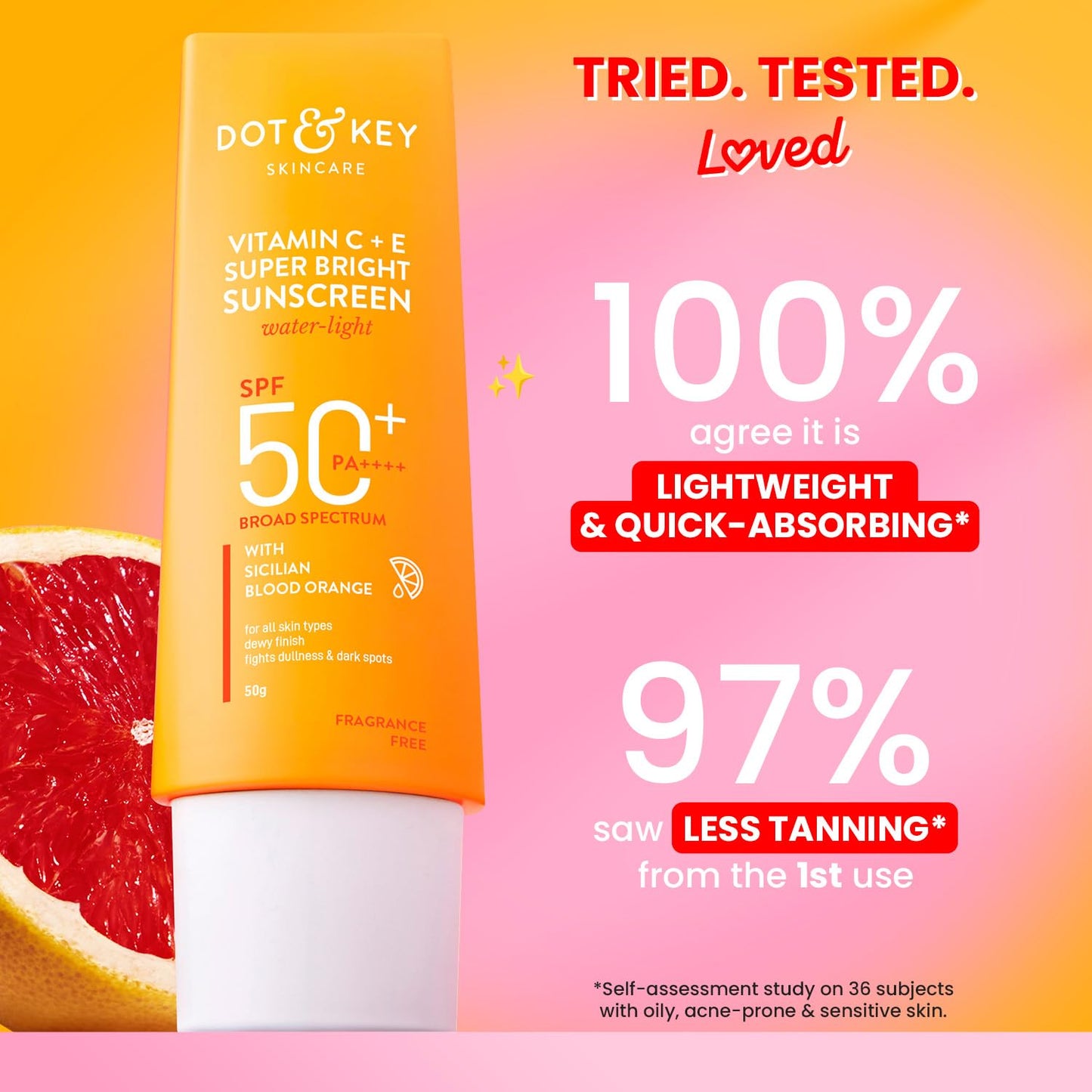 Vitamin C + E Super Bright Sunscreen SPF 50 - Water-Light, Non-Sticky, All Skin Types