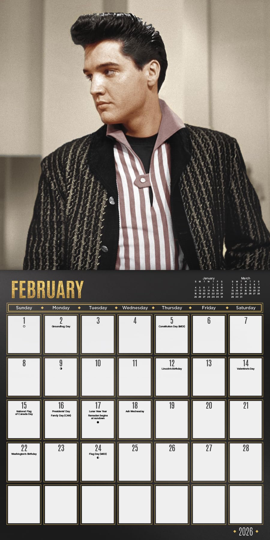 2026 Elvis Presley Wall Calendar