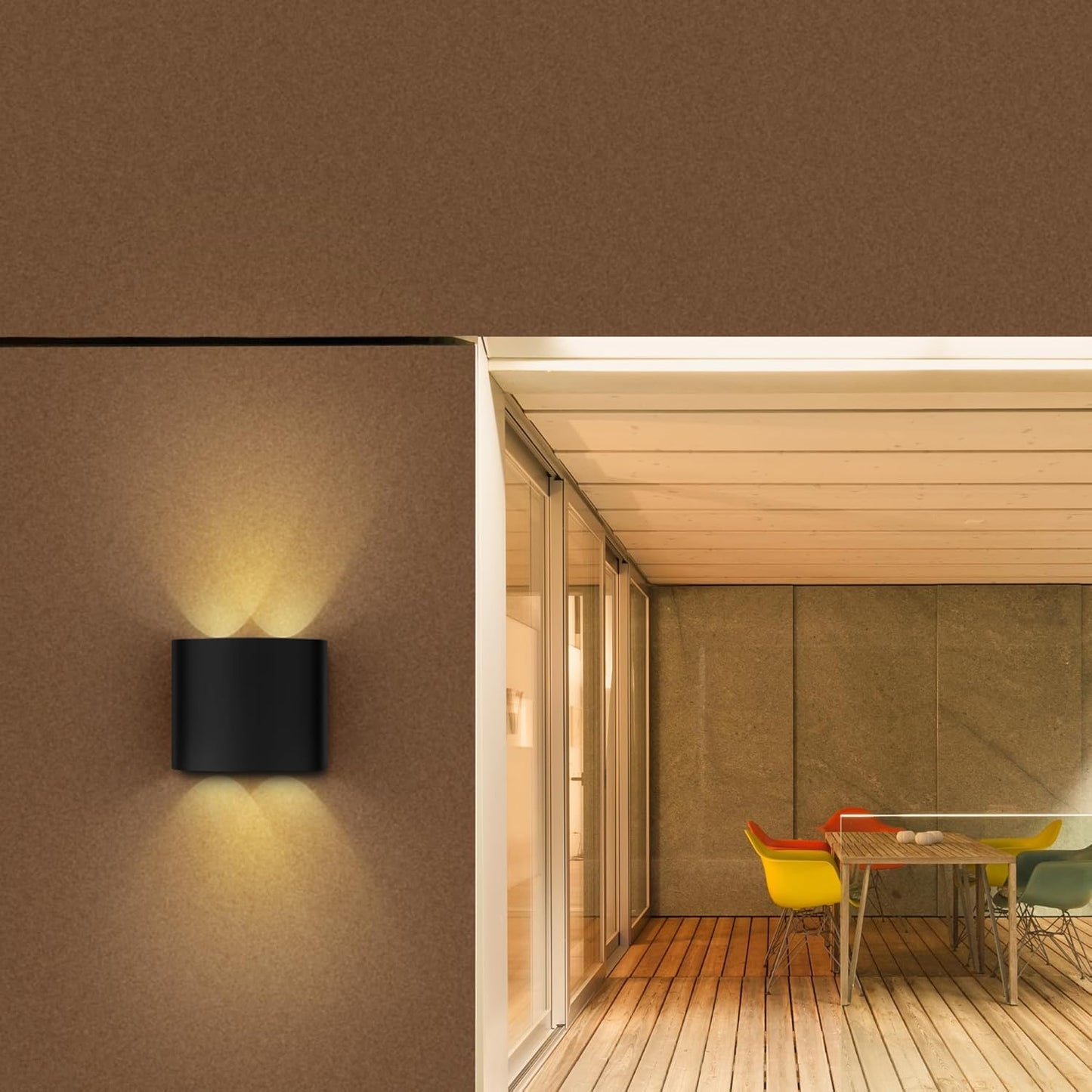 LED Wall Light Up & Down Waterproof Black Aluminium 4W 2700K