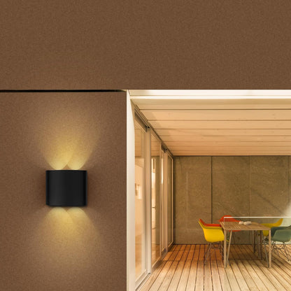 LED Wall Light Up & Down Waterproof Black Aluminium 4W 2700K