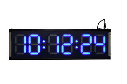 Skylink Jumbo Metal Blue LED Digital Wall Clock 6-Digit 4 Inch