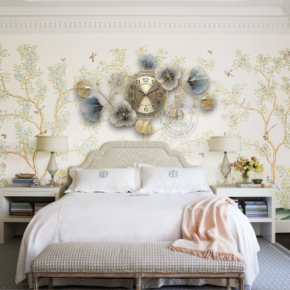 Antique Metal Wall Clock - Large Decorative 60cm Silent Design for Living Room and Office