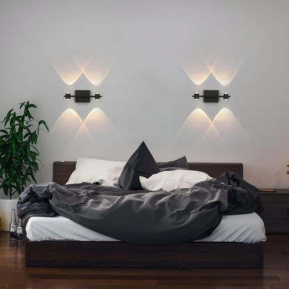LED Wall Light Modern Design Matt Black Aluminium 2 Up 2 Down  Warm White