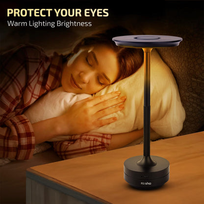Wireless LED Table Lamp with Black Finish - 6500 mAh Battery - 14 Hours Usage
