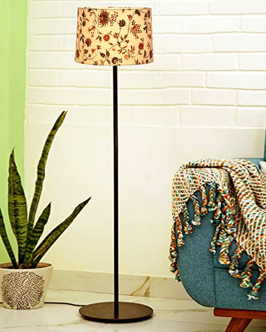 LED Floor Lamp with Black Torchiere Base and White Frosted Glass Shade - 27.9cm Width, 132cm Height